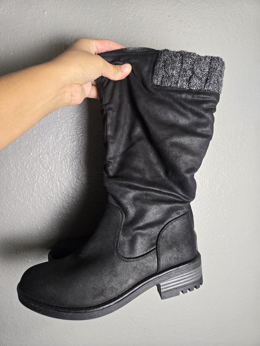 Life Stride Kaden Comfortable Black & Grey Boots 7.5 Wide